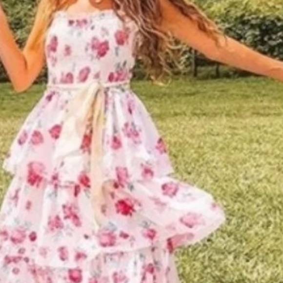 LoveShackFancy Pink Floral Midi Dress - Picture 6 of 8